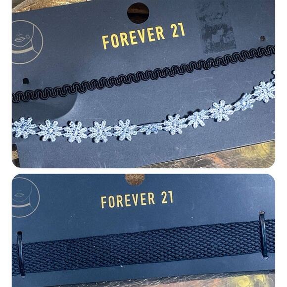Forever 21 Black Choker Necklace Set of 3‎ Adjustable Retro Y2K 90s Fairygoth - Picture 1 of 8